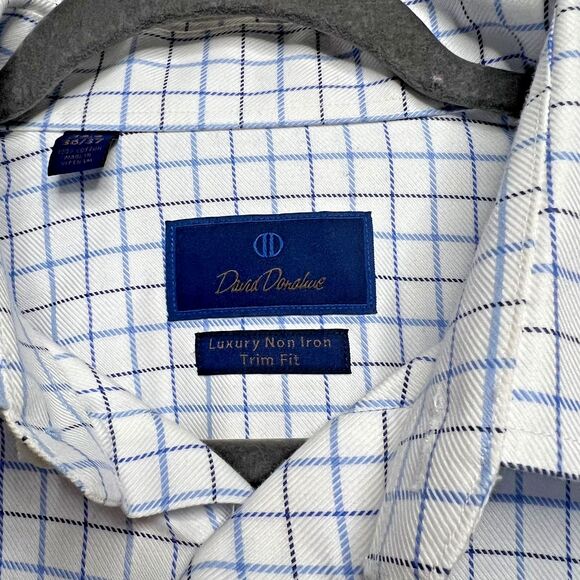 David Donahue Luxury Non-Iron Trim Fit Dress Shirt 100% Cotton - Picture 7 of 10